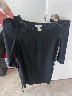 H&M Black Long-Sleeve Dress with Contrast Trim